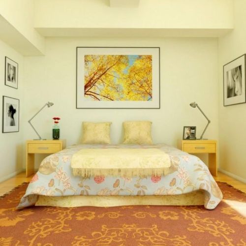 Light cream walls with colorful accents